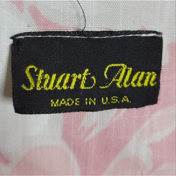 Vintage 80s Pink & White Tropical Floral Midi Dress - Picture 5 of 5